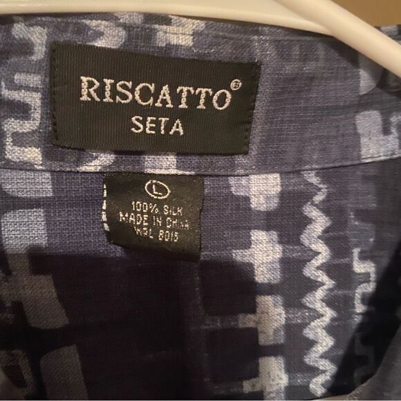 Riscatto Silk Short Sleeve Men’s Button Up Shirt Size Large - Picture 5 of 6